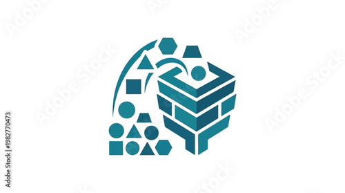 Icon of a Recycling Brick Bin for Waste Management and Environmental Conservation