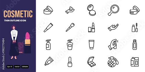 cosmetic related outline icon set vector design good for web and mobile app