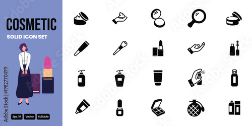 cosmetic related solid icon set vector design good for web and mobile app