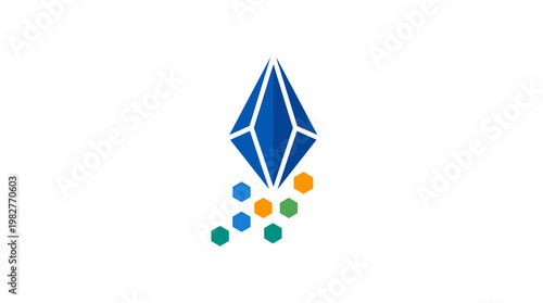 Vector Icon of Digital Cryptocurrency Falling with Cube Elements for Technology and Finance