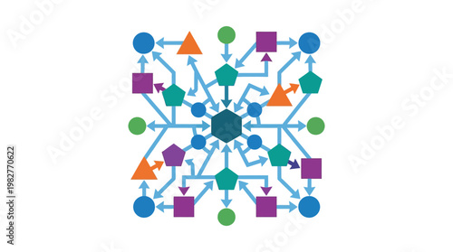 Icon of Network Connections and Data Sharing in Flat Vector Style