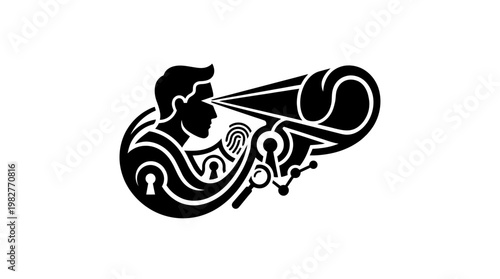 Vector Icon of Person Using Telescope for Astronomy and Stargazing in Flat Style