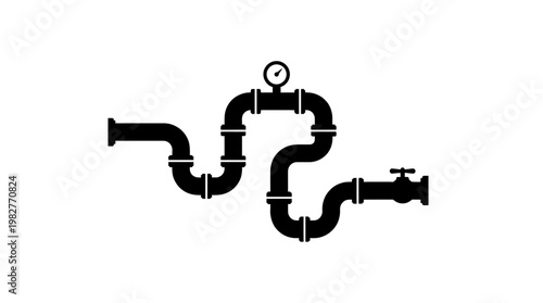 Vector Icon of Plumbing Pipes and Fittings for Construction or Maintenance