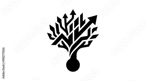 Icon Of Abstract Tree With Branching Arrows In A Modern Vector Style