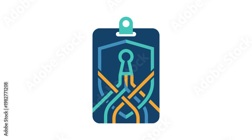 Vector Icon of a Climber Carabiner with Rope for Outdoor Adventure and Safety Equipment