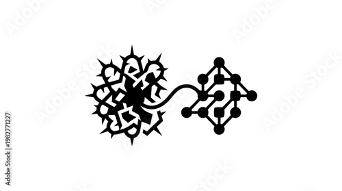 Icon of a Microchip and Neural Network Technology Vector Icon for Artificial Intelligence