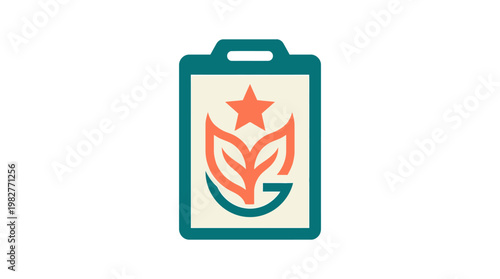 Icon of Smartphone with Flower and Star for Mobile App or Web Design