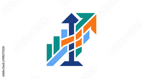 Vector Icon of Upward Trending Growth Arrows for Business and Market Analysis