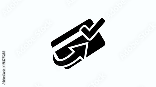 Icon of a Hand Holding a Checkmark for Success or Approval in Flat Design Style
