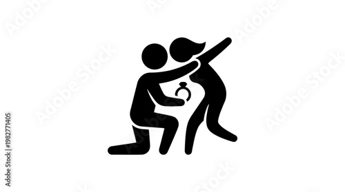 Icon of Two Athletes Engaged in Dynamic Sports Competition Vector Illustration
