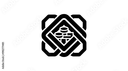 Vector Icon of Traditional Chinese Knot Decoration for Cultural and Ethnic Design