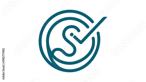Icon of a Magnifying Glass with Checkmark in a Modern Flat Style for Search and Validation