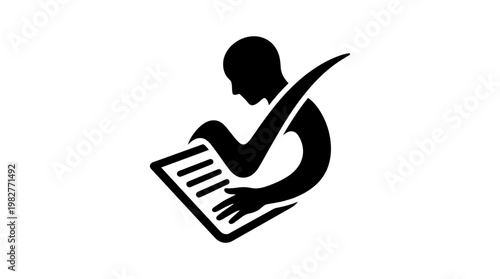 Icon of Person Reading Book in Minimalist Flat Design for Education and Learning Concepts