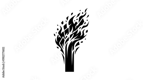 Vector Icon of Abstract Flame Symbol for Fire Safety and Energy Concept