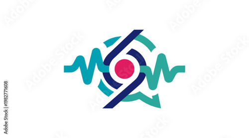 Icon of Heart with ECG Line and Diagnostic Graphics in Flat Vector Style