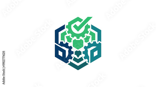 Vector Icon of Secure Digital Heart with Gear and Circuit Elements for Technology and Cloud Security