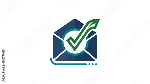Icon of Email Security Checkmark in Shield for Cybersecurity and Data Protection