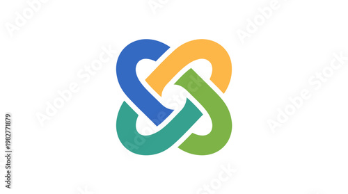 Vector Icon of Interconnected Heart Shapes in Bright Colors for Communication