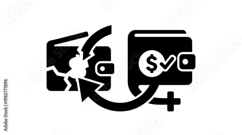 Icon of Financial Security and Digital Wallet in Modern Style