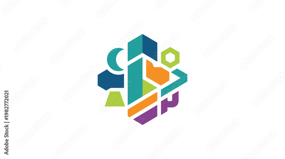Fototapeta premium Colorful Abstract Icon Representing Diversity And Innovation In Modern Design