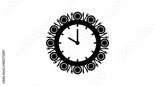 Icon of Round Clock with Hour and Minute Hands in Simple Vector Style