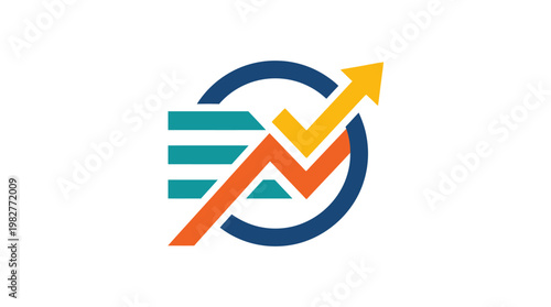 Vector Icon of Business Chart with Arrow Growth and Data Analytics for Financial Success