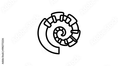 Icon of Spiral Shell in Black Line Art for Nature and Marine Life Graphics