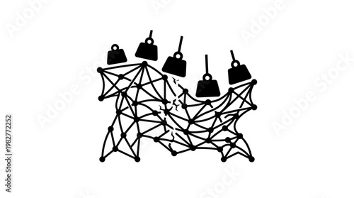 Vector Icon of Connected Locks and Web Network for Cyber Security and Data Protection