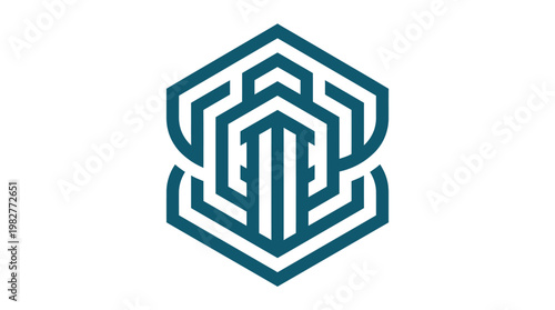 Abstract Geometric Icon with Maze Pattern for Modern Technology and Digital Design
