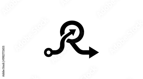 Vector Icon of a Curved Arrow with a Loop for Recycling or Process Flow Illustration