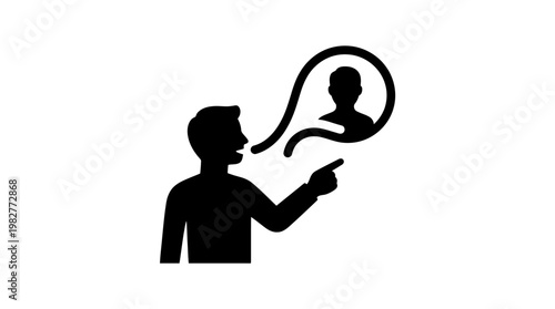 Vector Icon of Person Thinking with Thought Bubble for Creativity and Ideas