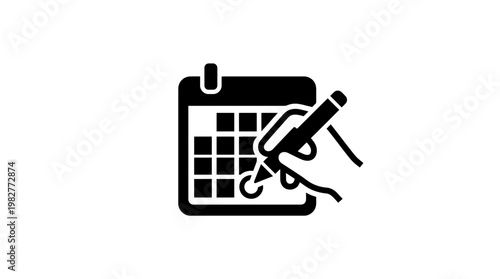 Icon of Calendar and Pencil for Scheduling and Planning in Flat Style
