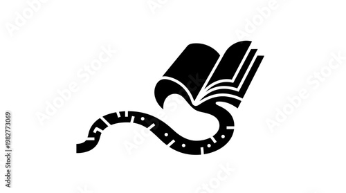 Icon of Open Book with Reading Ribbon in Flat Vector Style for Education or Literature Themes