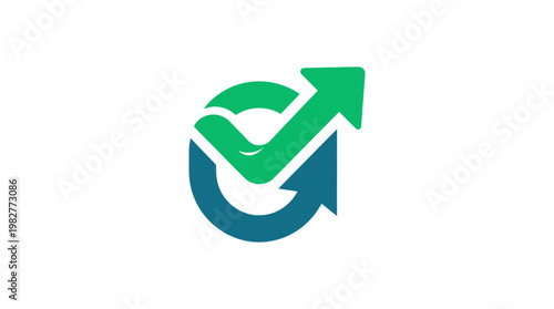 Vector Icon of a Checkmark and Upward Arrow Symbolizing Success and Growth