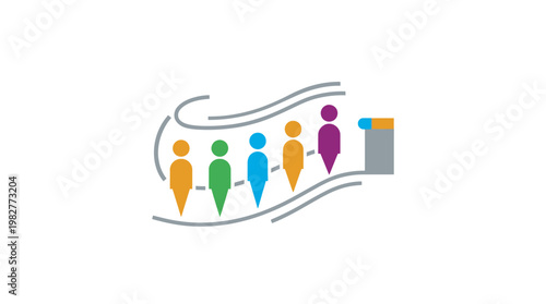Vector Icon of Colorful Human Figures in Creative Team Illustration for Collaboration and Teamwork