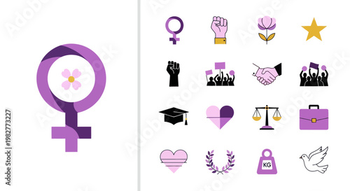 Feminism Symbols and Icons Collection: Women's Rights, Equality, Empowerment