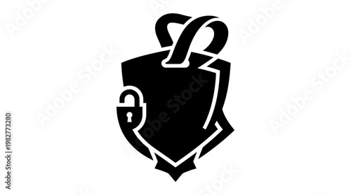 Vector Icon of a Shielded Security Guard with Lock and Headset for Cybersecurity