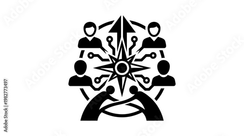 Icon of Team Collaboration and Networking Concept in Modern Style
