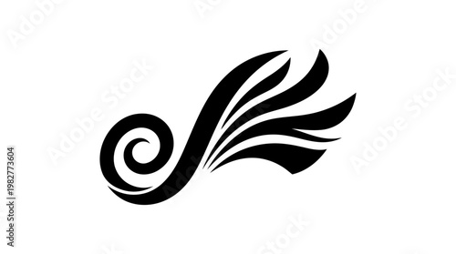 Elegant Vector Icon of a Curled Feather for Nature and Literary Themes