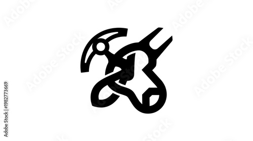 Icon of a Wired Computer Chip and Circuit Connecting Elements in Modern Technology Style