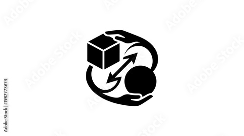 Icon of Blockchain Technology and Data Security in Digital Network Style