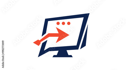 Icon Of A Computer Screen With An Arrow Indicating Forward Movement, Digital Technology, Modern Vector Icon