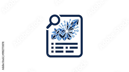 Vector Icon of Data Analysis Report with Graph and Magnifying Glass for Business Analytics