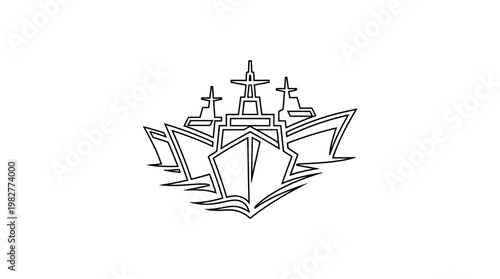 Icon Illustration of Religious Crosses and Church Architecture in Line Art Style