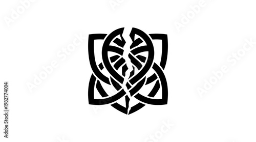 Elegant Black And White Abstract Icon In Circular Design For Digital And Creative Projects