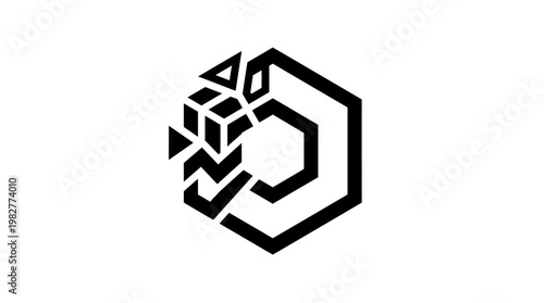 Vector Icon of a Modern Blockchain Data Security Concept for Digital Technology