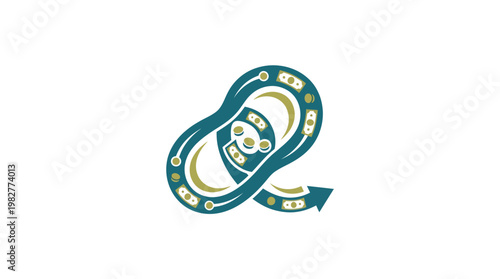 Icon of Money Transfer or Payment Process in Flat Vector Style