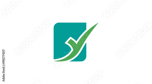 Icon of a Checkmark Slash in a Dynamic Green and Blue Style for Verification or Cancellation