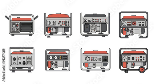 Portable Generator Set Collection - Power Equipment Icons