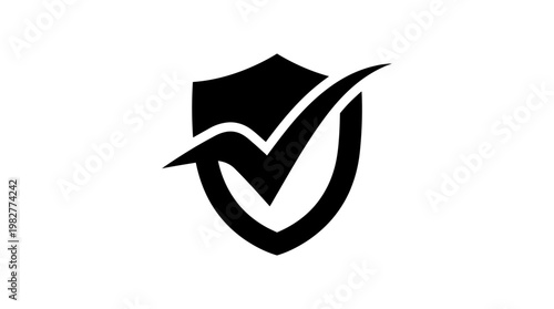 Icon of Shield With Check Mark for Security and Protection in Flat Vector Style